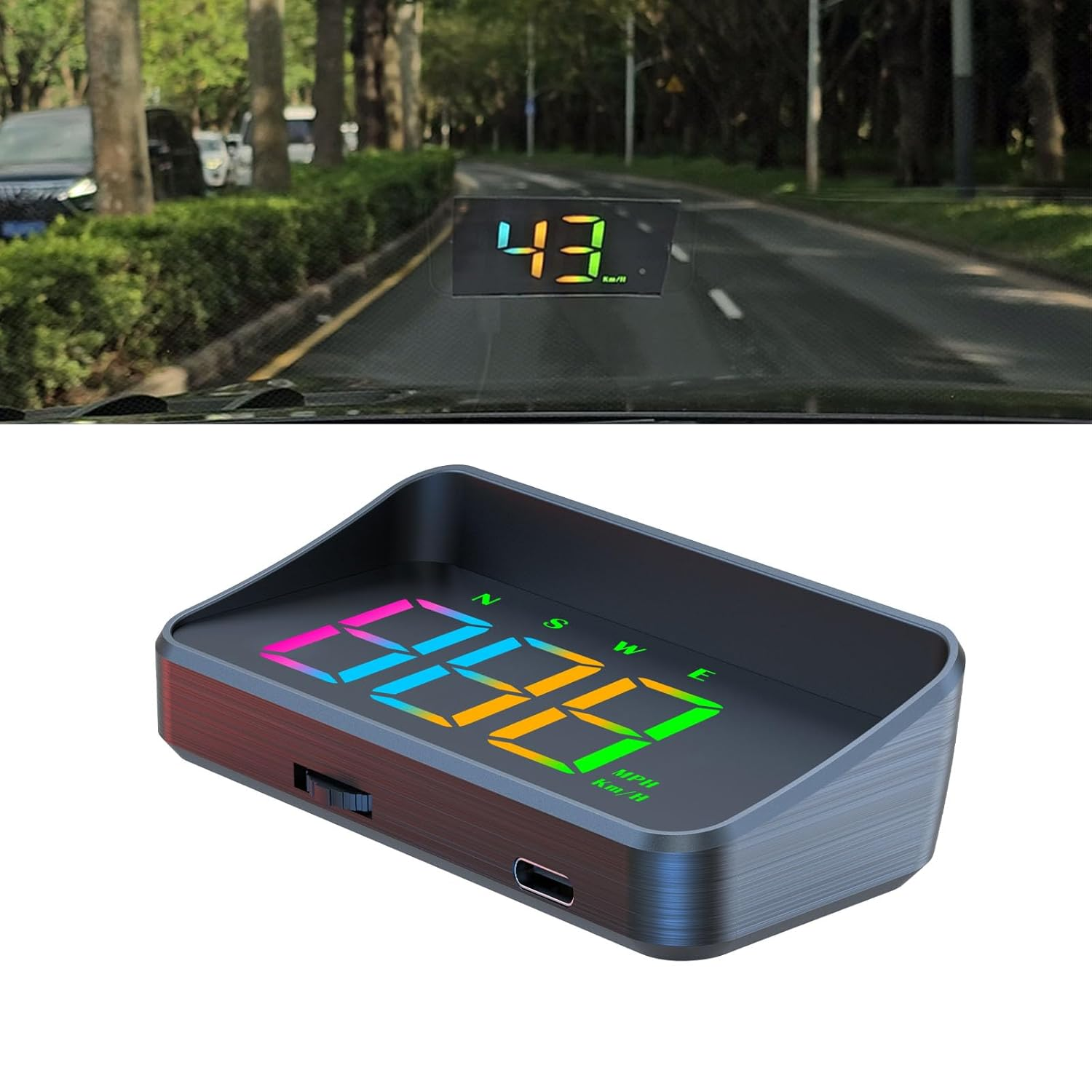 BLLYOGU Car GPS Head up Display Speedometer HUD Digital Windshield Projector Speed Meter KM/H & MPH Speed Unit for All Car Models