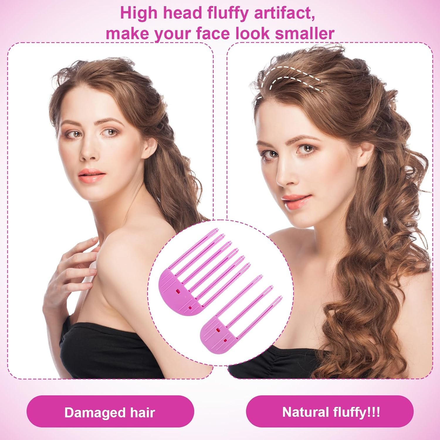 2Pcs Wind Shaping Styling Combs for Fluffy Bangs, Instant Hair Root Lifting Clips Easy High Crown Volume Tools Volumizing Hair Clips for Women'S Natural Voluminous Looks(Purple) image number 6