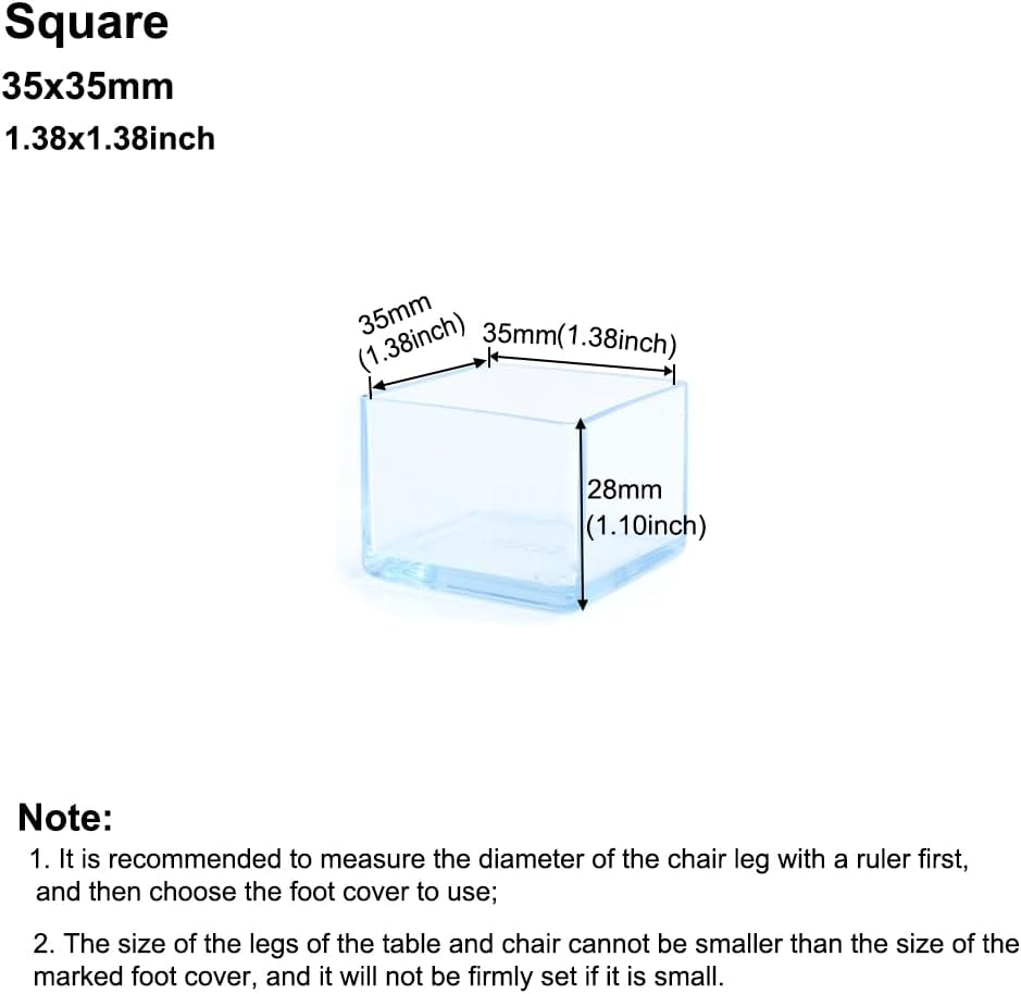 16Pcs Square 35X35Mm Silicone Chair Leg Floor Protectors, Chair Leg Caps, Furniture Foot Protectors, Free Moving Table Leg Covers, Stool Leg Caps to Prevent Hardwood Floor Scratches and Reduce Noise image number 2