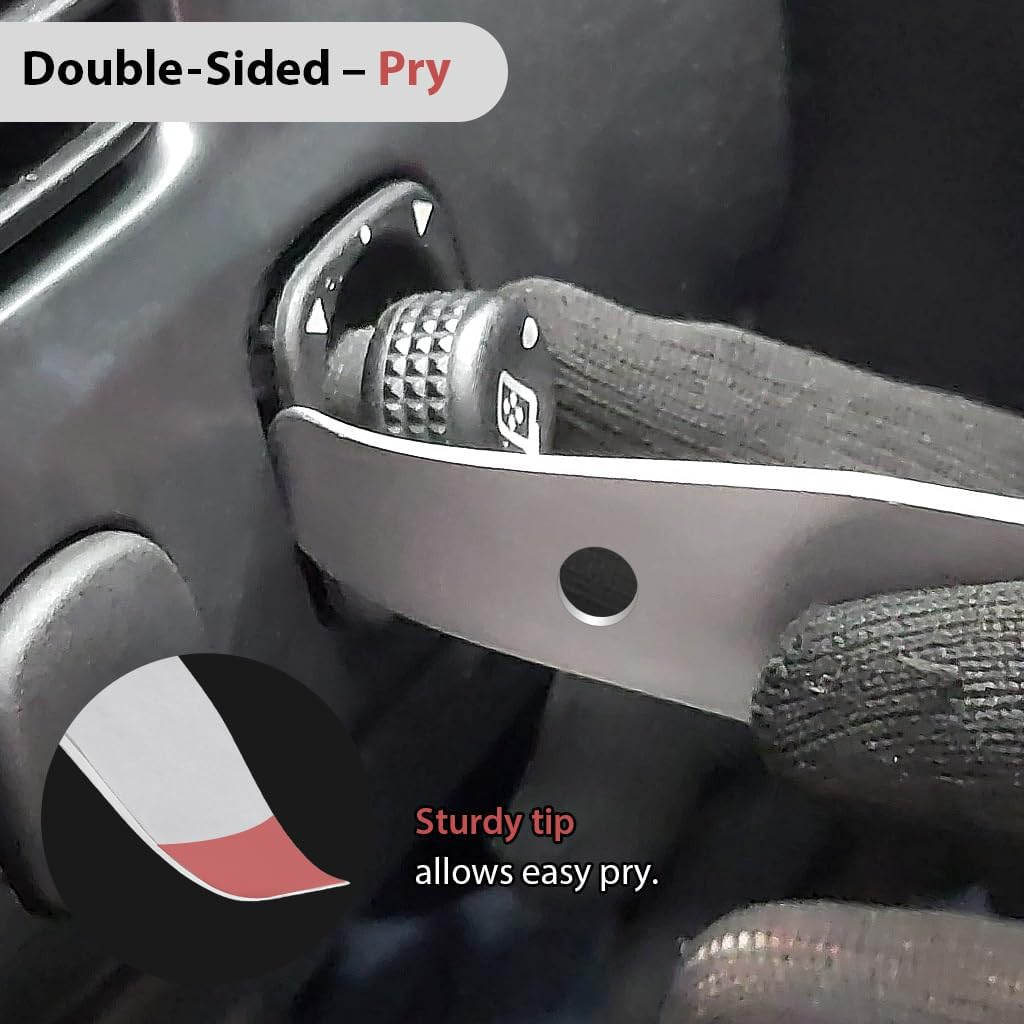 FIRSTINFO H5410A Double-Sided Trim Removal Metal Pry Bar, Pocket Mini Pry Bar Panel Removal Tool | S45C with Chrome Plating image number 3