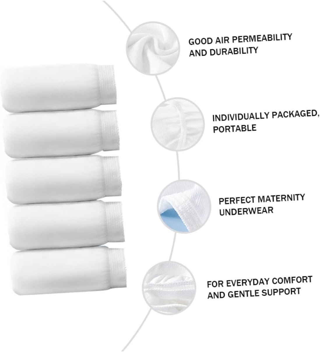 5Pcs Elastic Skidproof Pregnant Women Underwear Cotton Disposable for Outdoor White image number 1