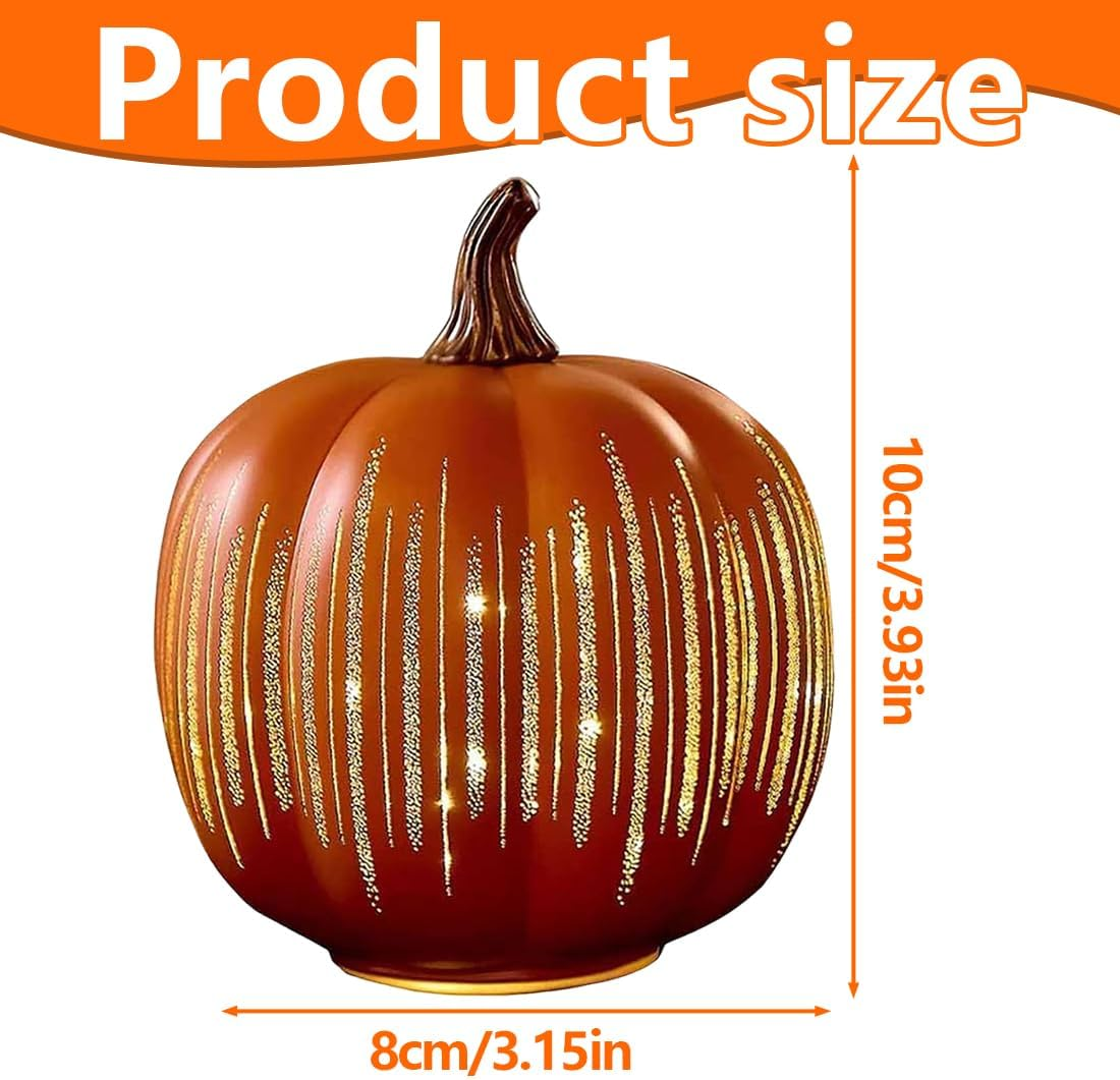 1 Piece Twinkle LED Light Pumpkins Starry Night Pumpkins Timer Illuminated Sparkling Starry Night Glass Pumpkin Light Decorations for Bedroom Hallway Orange image number 2