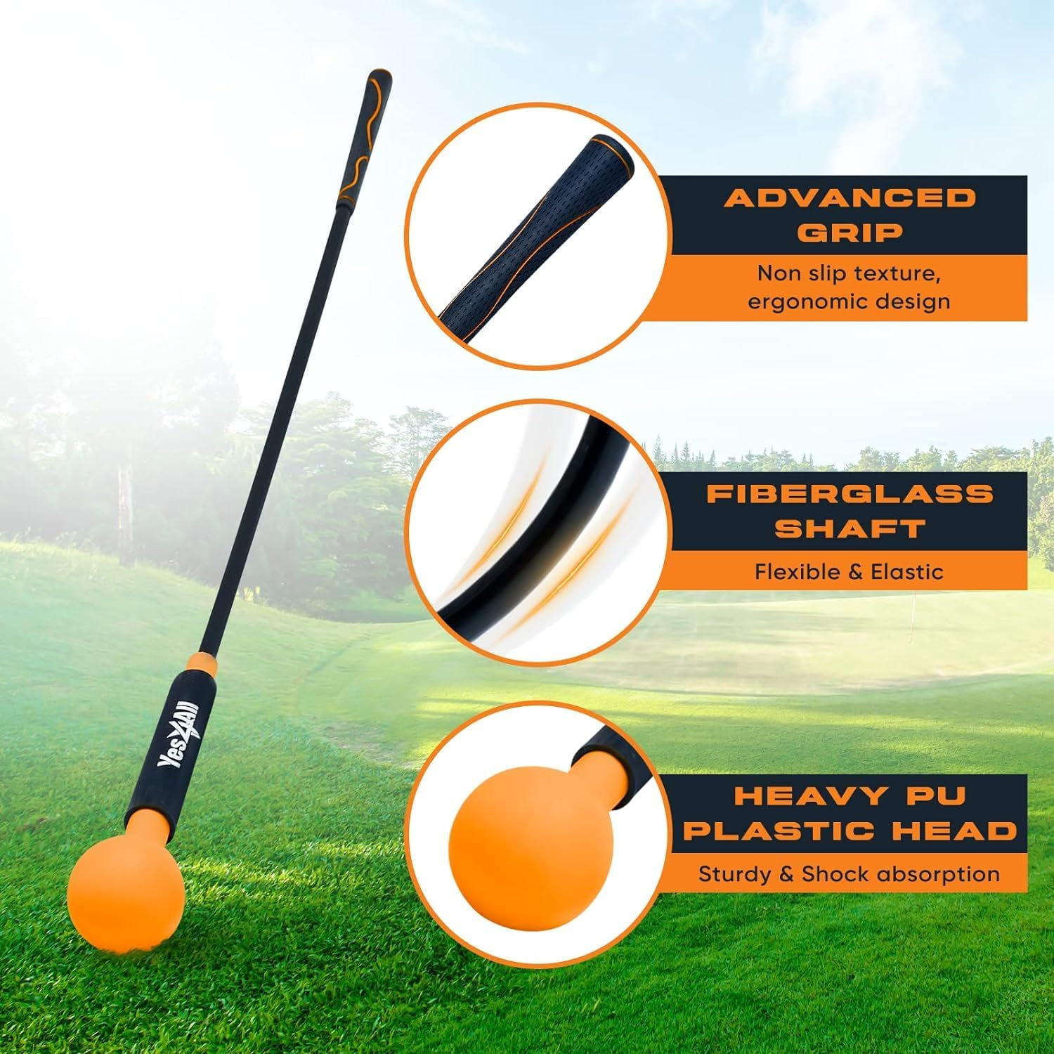 Yes4All 48 Inches Golf Swing Trainer Aid Great for Improving Rhythm, Flexibility, Balance, Tempo, Strength, Range of Motion and Warm Up image number 5