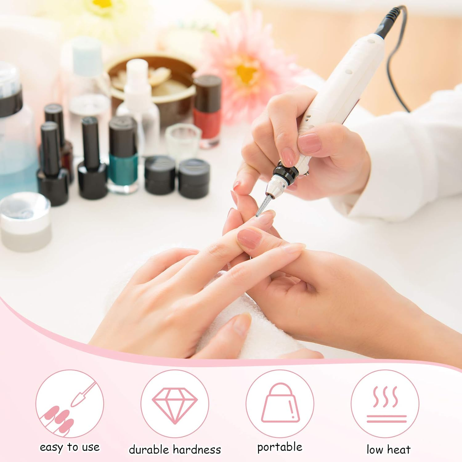 3 Pieces Nail Drill Bits Cone Shape Carbide Bit Carbide Nail Drill Bits for Manicure Pedicure Tools Machine, 3/32 Inch Shank Size, Grit Size XF, F, M (Silver)