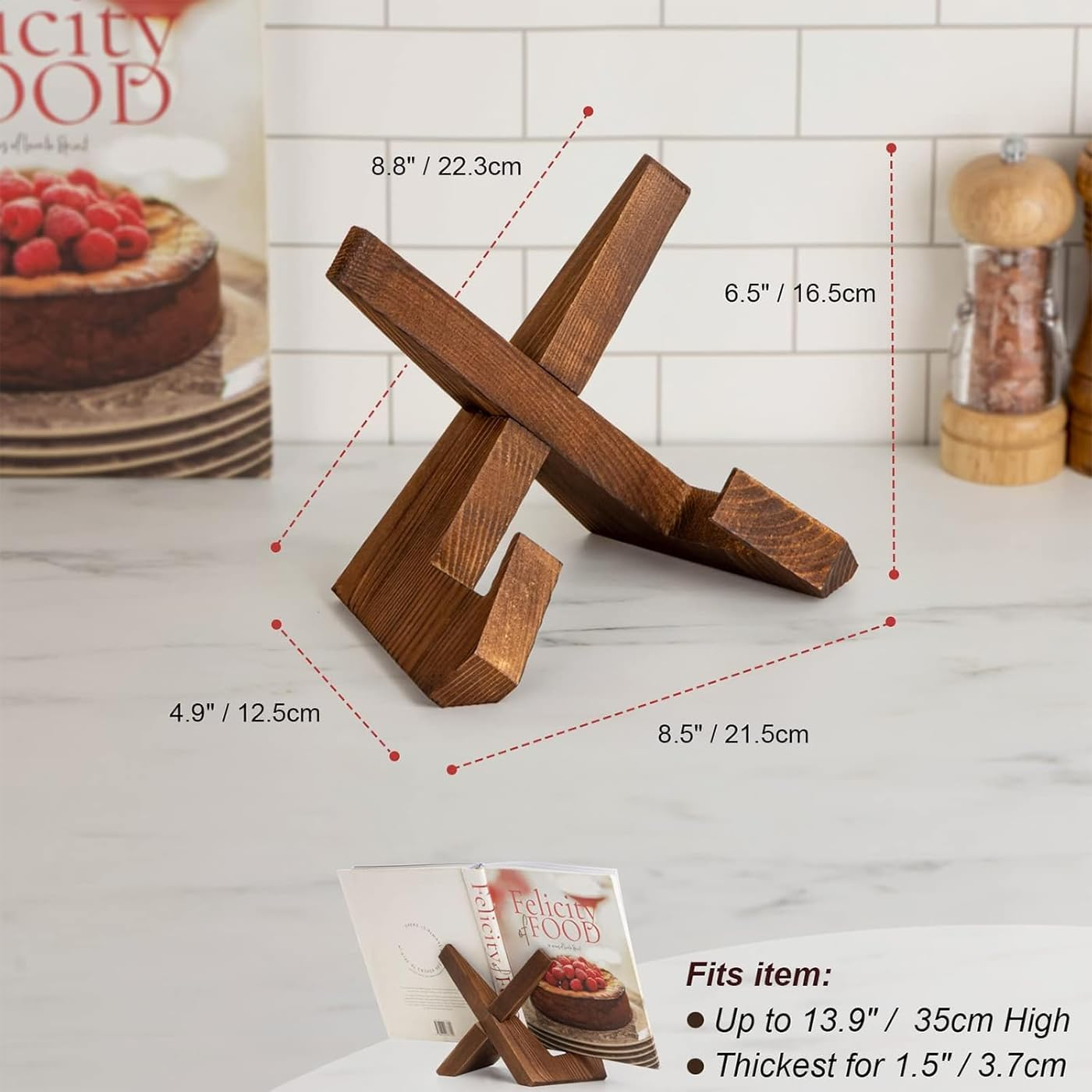 Cookbook Stand Book Stand for Reading Cookbook Holder for Kitchen Recipe Book Holder for Counter Display Stand for Tabletop Multifunctional Display Stand for Tablets, Recipe Books, Photos image number 6
