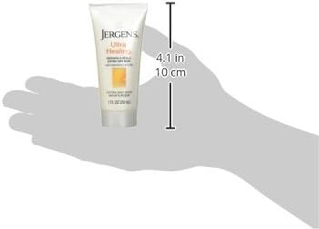 Jergens Ultra Healing Lotion, Hand and Body, Dry Skin Travel Size Moisturizer, for Absorption into Extra Dry Skin, Use after Washing Hands, 1 Ounce, with HYDRALUCENCE Blend, Vitamins C, E, B5
