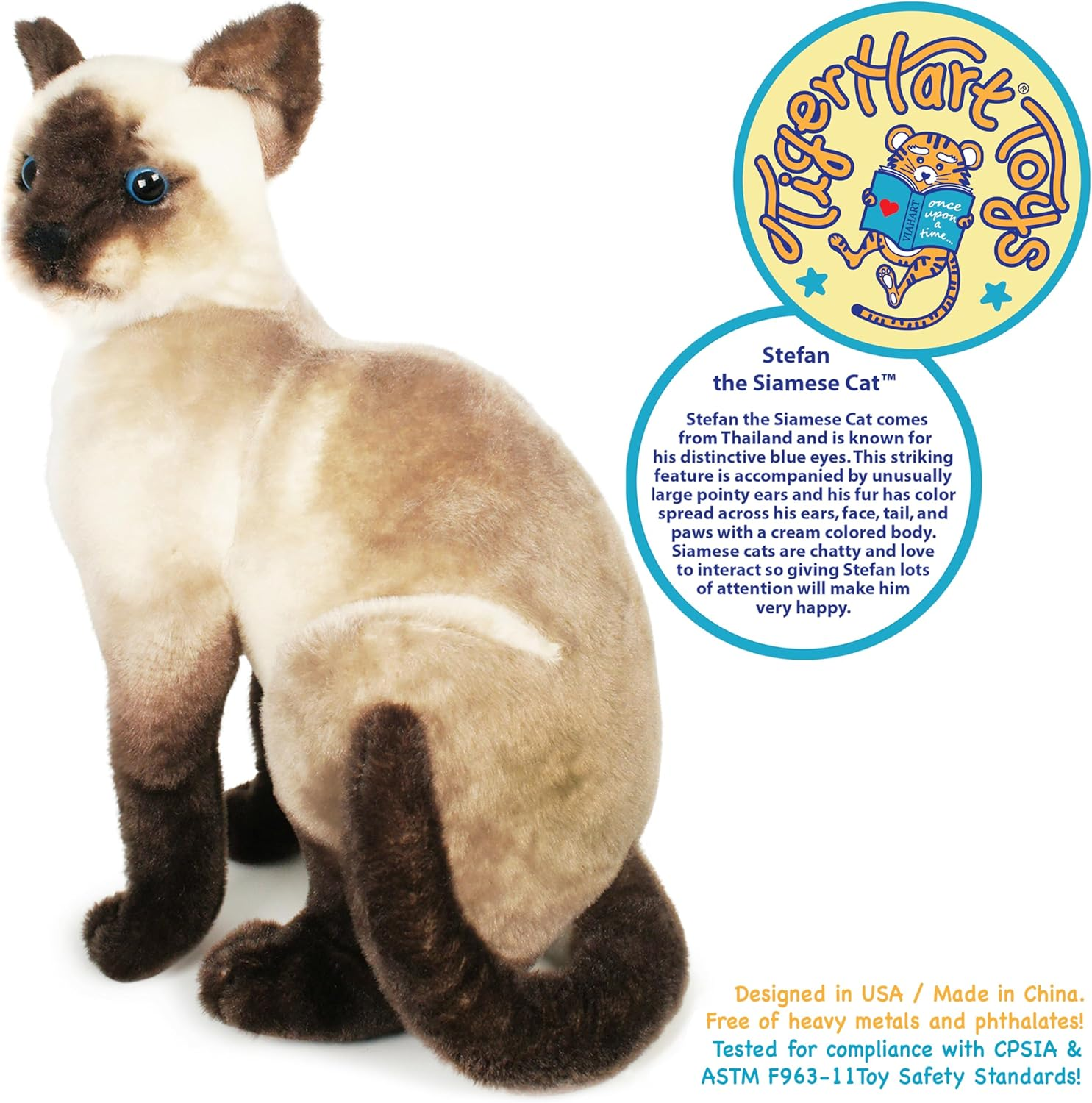 Stefan the Siamese Cat - 14 Inch Stuffed Animal Plush image number 3