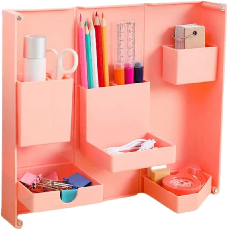 Mini Storage Box Large Capacity Cosmetic Box Cute Stylish Desktop Accessory Storage Korea (PINK)