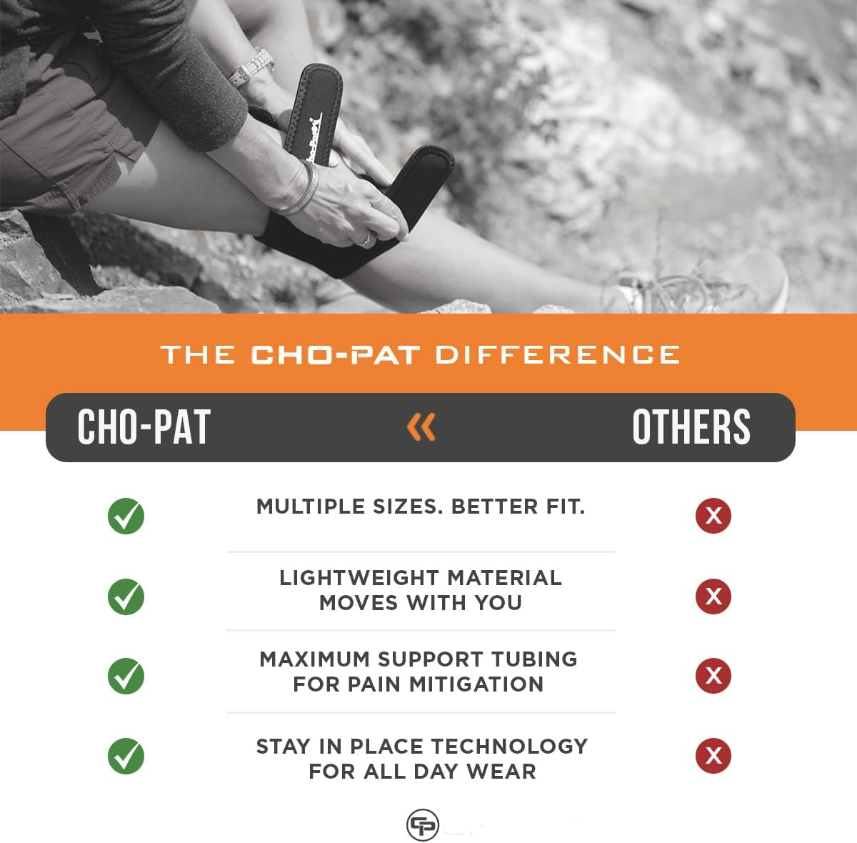 Cho-Pat Dual Action Knee Strap &ndash; Provides Full Mobility & Pain Relief for Weakened Knees &ndash; Black (Medium, 14&rdquo;-16&rdquo;) image number 3