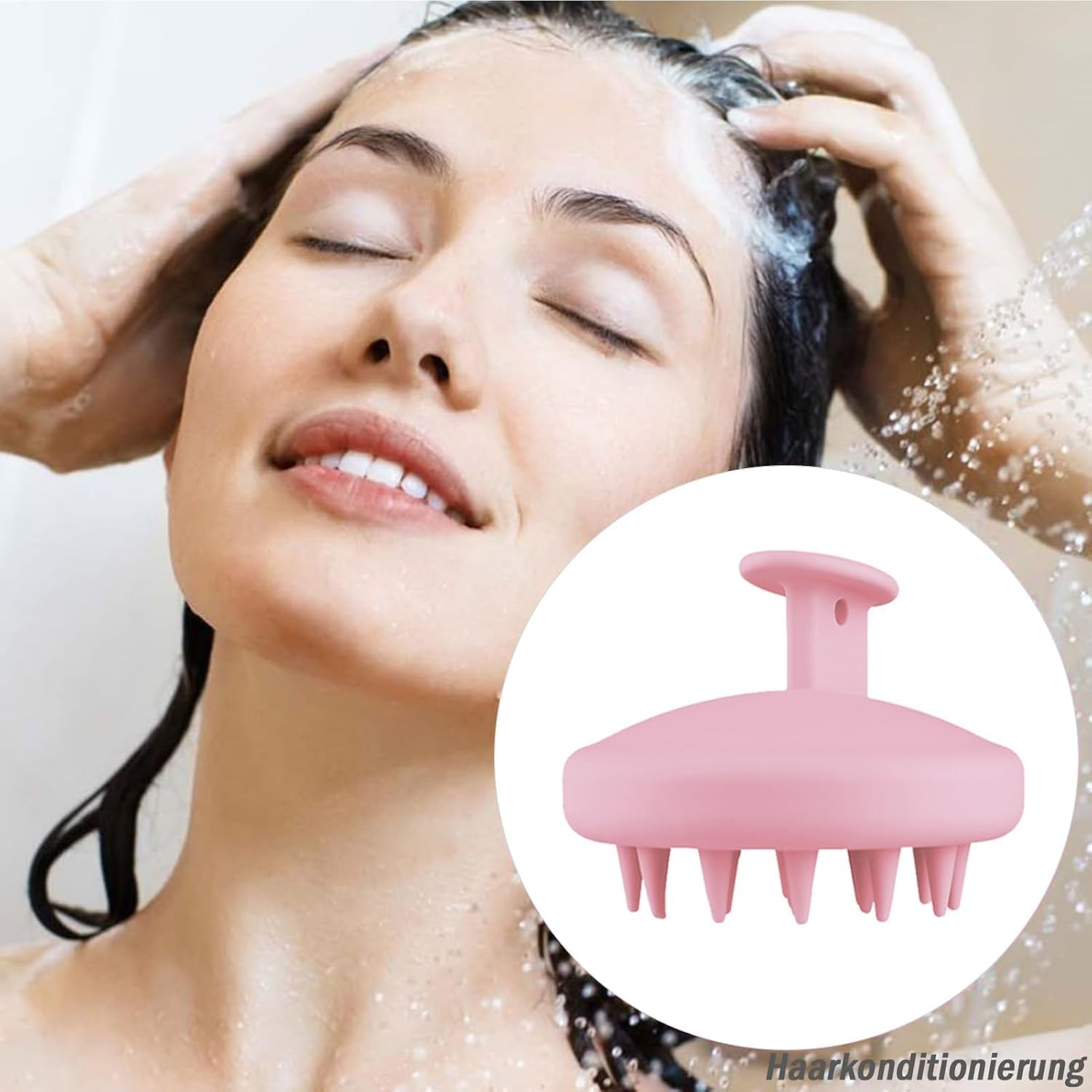 Scalp Massage Brush, Scalp Massager, Massage Brush Hair, Scalp Scrubber, Silicone Shampoo Hair Brush, Reduces Dandruff, Stimulate Hair Growth, for Wet and Dry Hair (Pink) image number 2