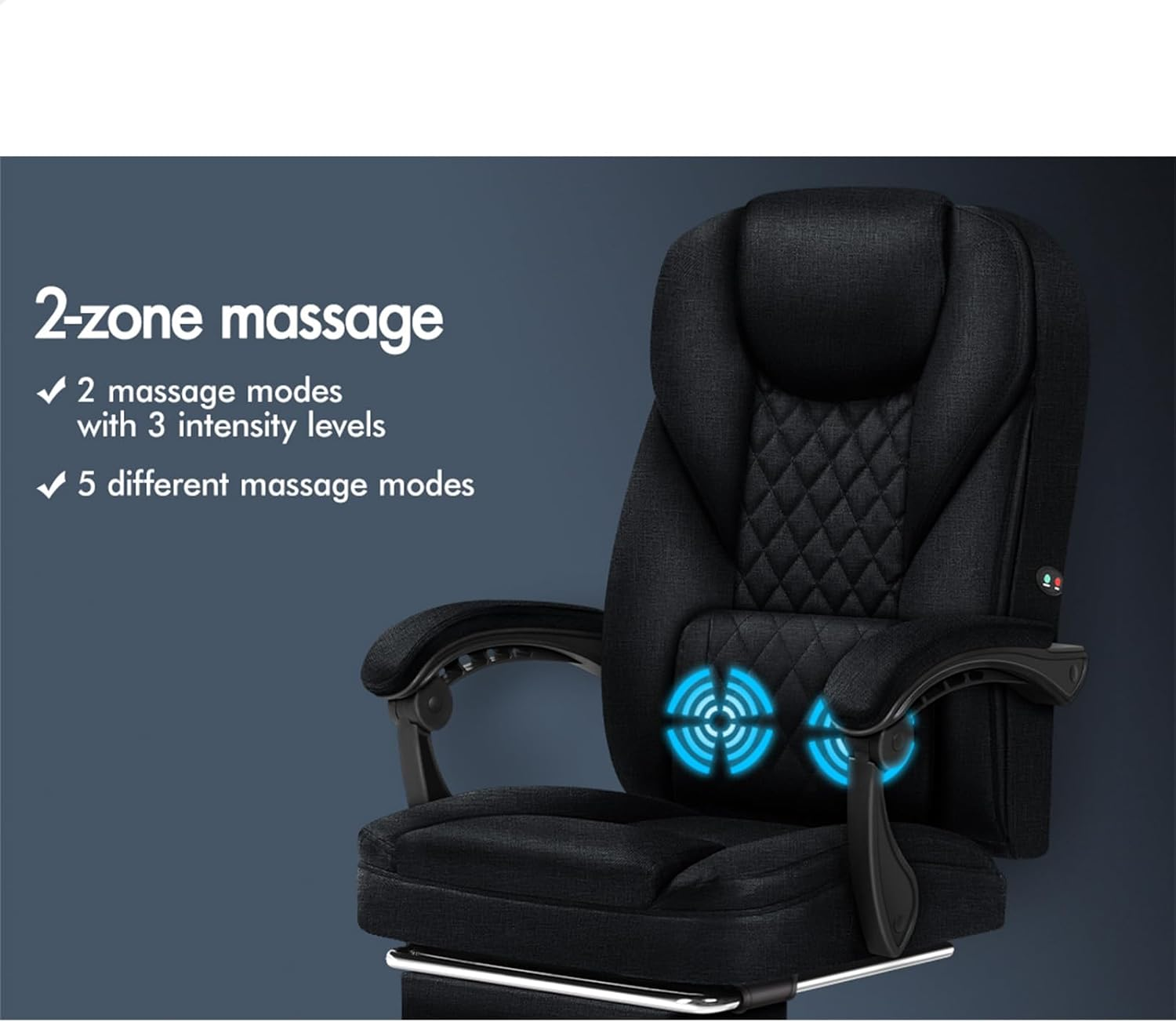 ALFORDSON Ergonomic Office Chair with 150&deg; Recline & 2-Point Massage, Computer Desk Chair with SGS Approved Gas-Lift, Executive Home Video Game Chair (Avery Fabric Black) image number 3