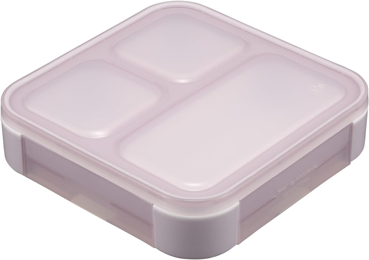 Foodman DSK Bento Box, Standing and Carrying, Slim Bento Box, 13.5 Fl Oz (400 Ml), Antibacterial, Light Pink, Securely Secured with 4-Point Locks, W-Sealing to Prevent Leakage