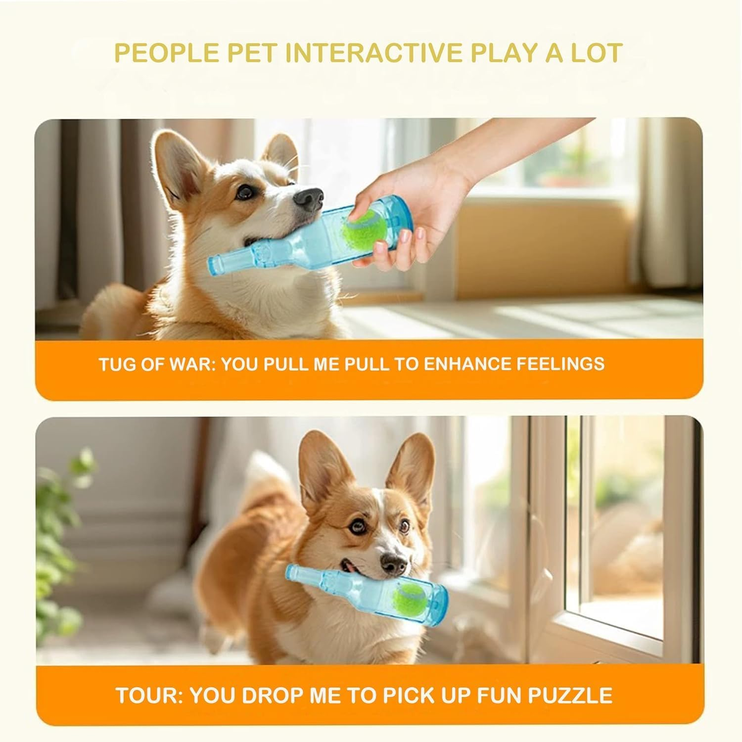 Cozioz Rubber Water Bottle Dog Toy Cruncher with Built-In Tennis Ball and Treat Dispensing Feature, Squeaky Interactive Dog Chew Toy for Aggressive Chewers - Ideal for Large and Small Dogs (Blue) image number 6