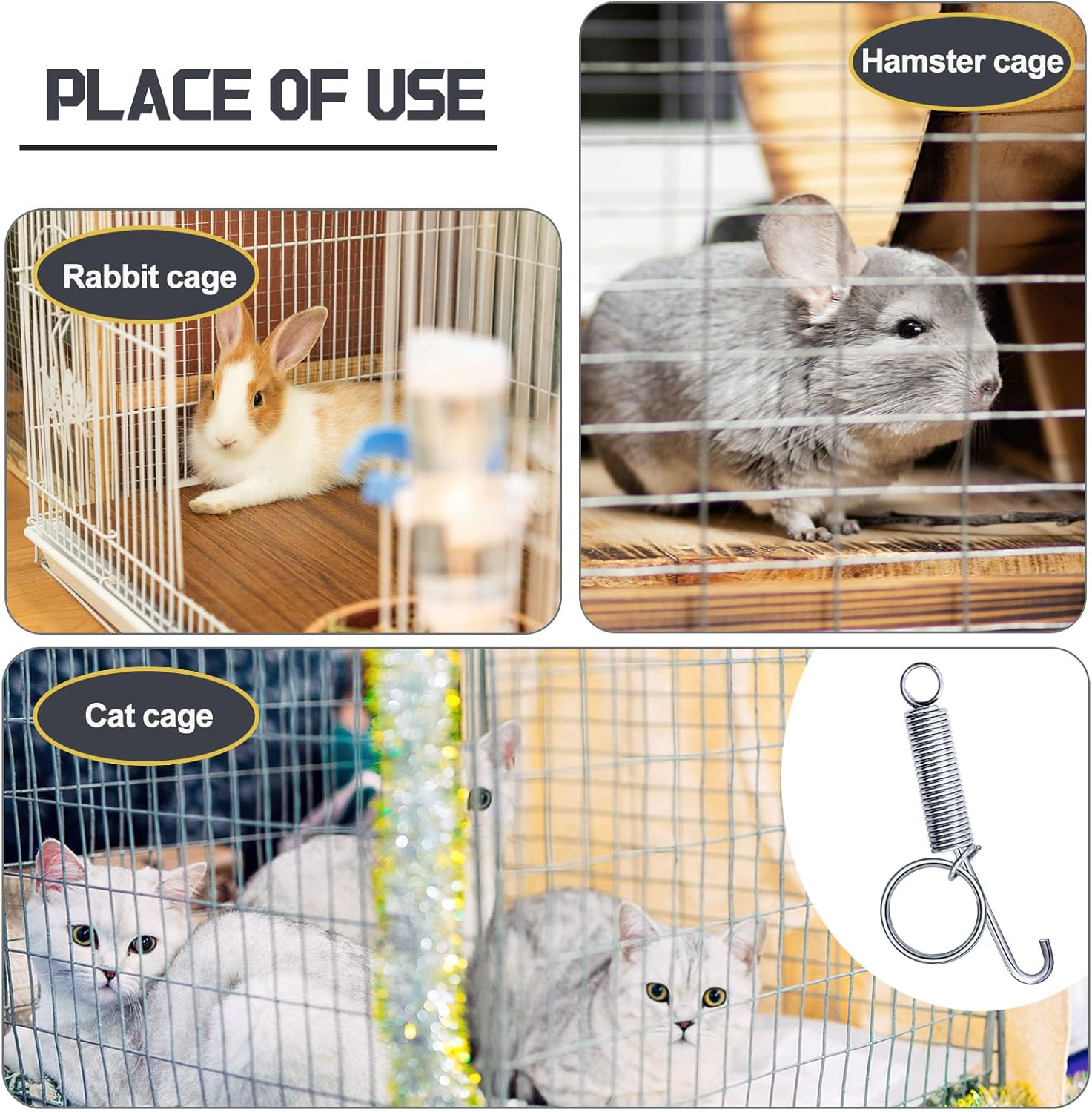 24Pcs Silver Metal Finger Spring Hook Lock Spring Latch for Stabilized Bird，Cat， Hamster， Rabbit，Dog，Parrot，Hedgehog Pet Wire Cage Door image number 4