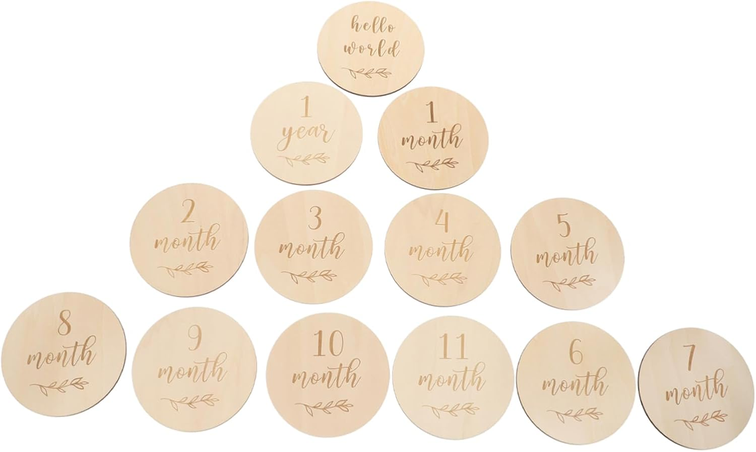 SUPVOX 13Pcs Wooden Birth Commemorative Cards Monthly Milestone Photo Props for Newborn Announcement and Growth Memory Keepsake Set