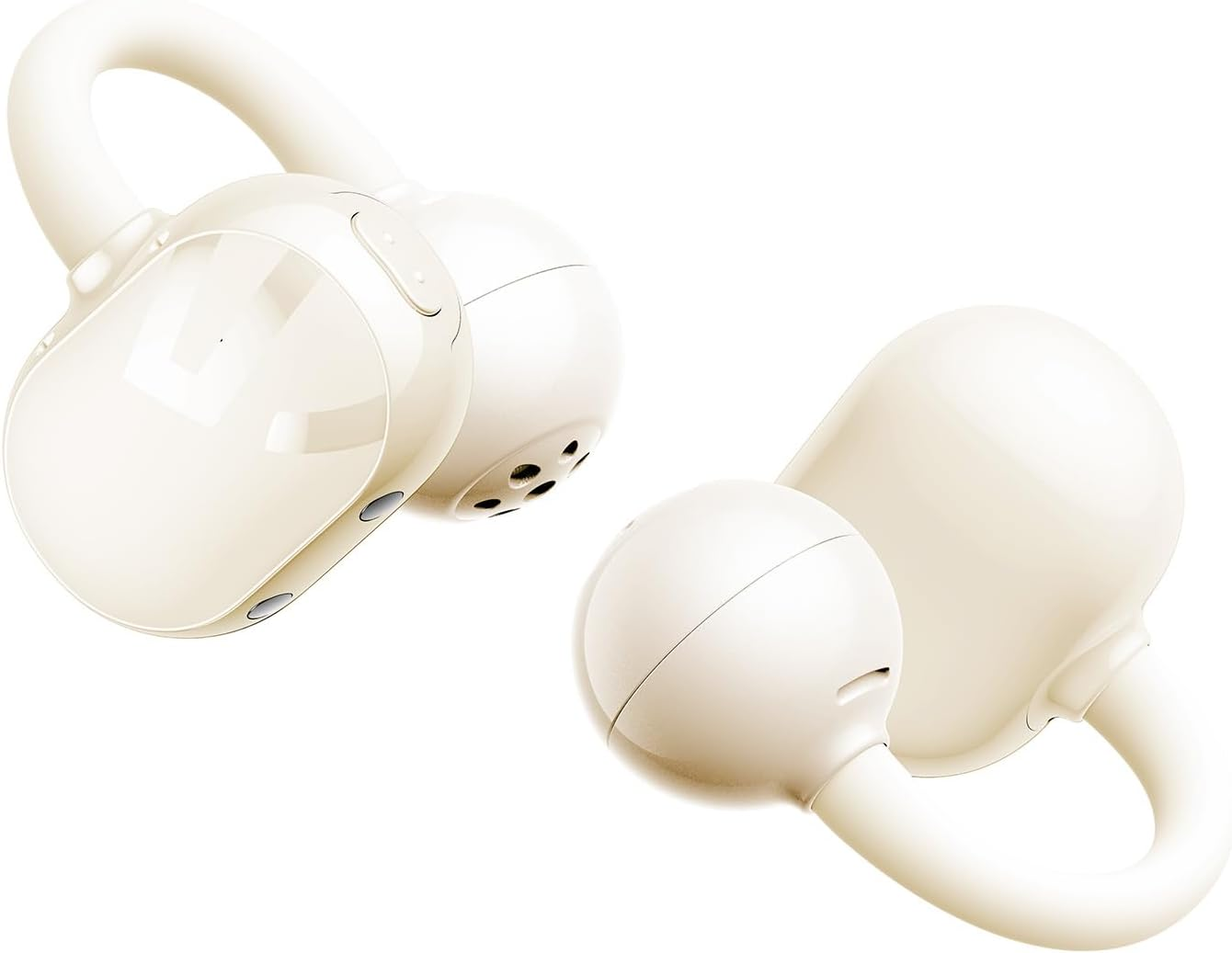 SOUNDPEATS POP Clip Open Ear Earbuds, Bluetooth 5.4 Clip-On Headphones, Lightweight Comfort, AI Call Noise Cancellation with Dual Connection, Immersive Audio Wireless Earbuds, 30H (Beige)