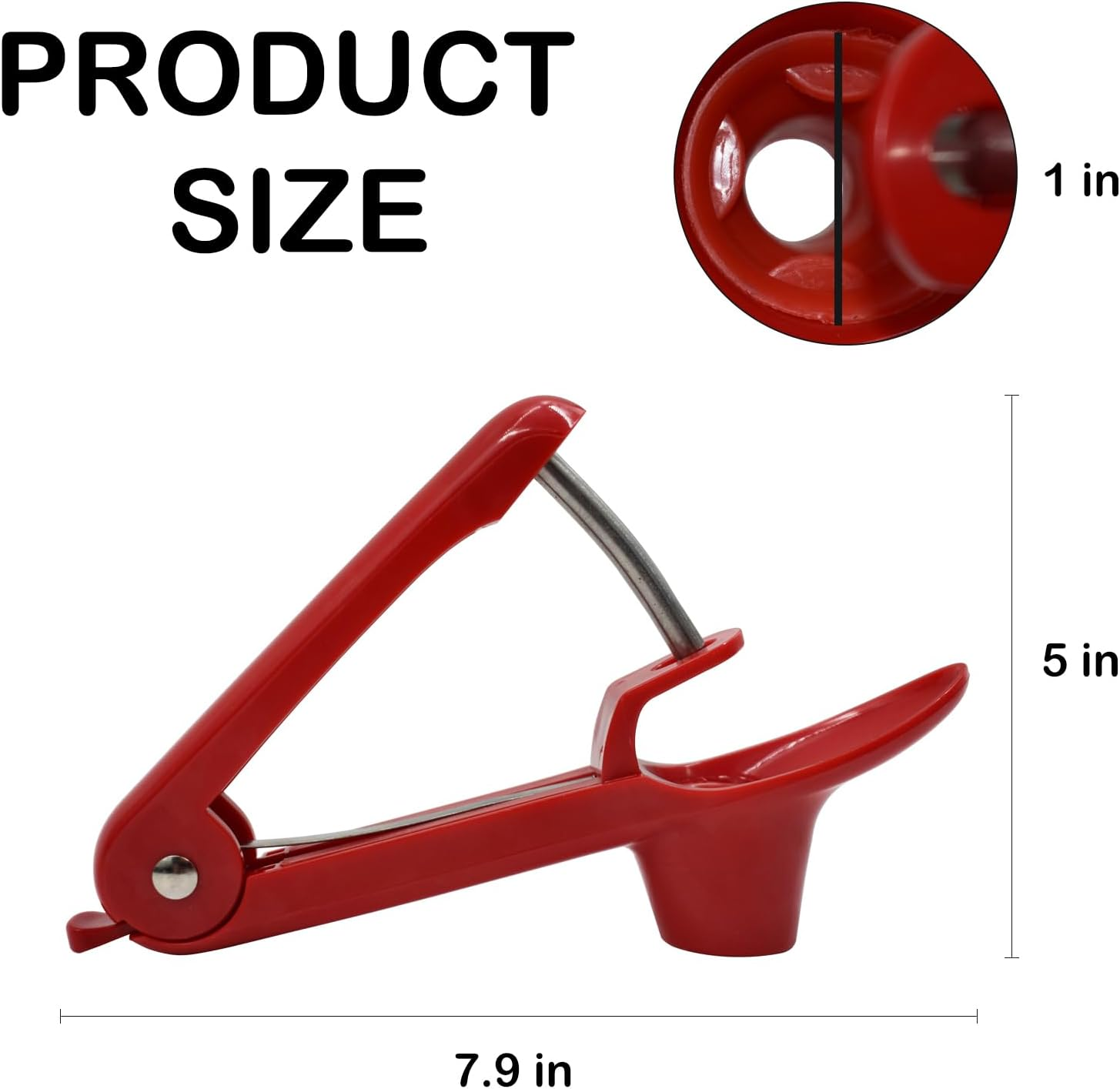 Cherry Pitter Tool, Olive Pitter and Fruit Pit Corer Remover Tool, Portable Kitchen Tool with Space-Saving Lock Design for Making Jam (Red) image number 2