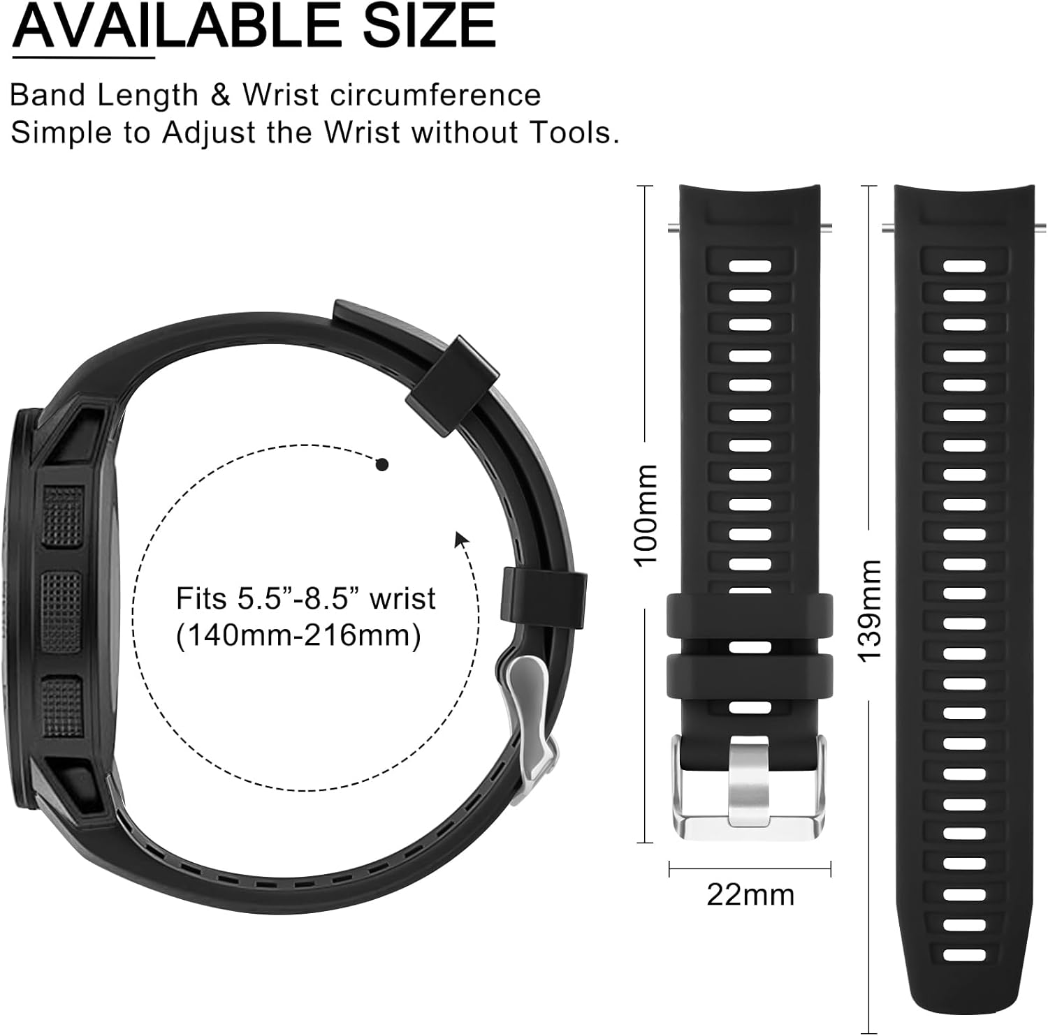 Leonids Sport Bands for Garmin Instinct/Instinct 2 Watch Bands, Soft Silicone Replacement Straps for Garmin Instinct Tide/Tractical Band - Lake Blue image number 5