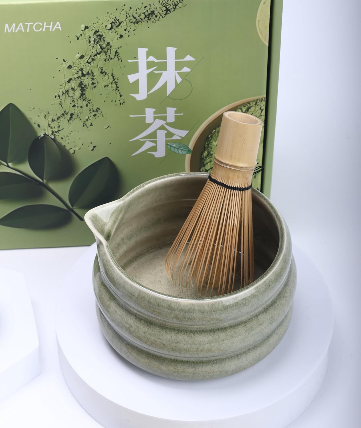 Matcha Whisk Set &ndash; 9 Pieces Including Gift Box &ndash; Traditional Japanese Matcha Kit with Whisk, Scoop, Bowl, Sifter, Holder, Scoop Rest, Cloth & Gift Box &ndash; Matcha Set for Authentic Green Tea Preparation image number 4