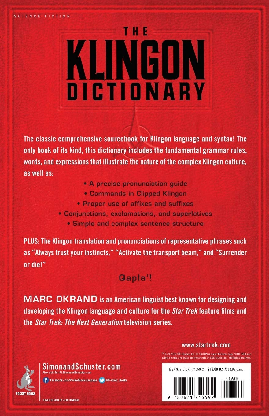 The Klingon Dictionary: the Official Guide to Klingon Words and Phrases image number 1