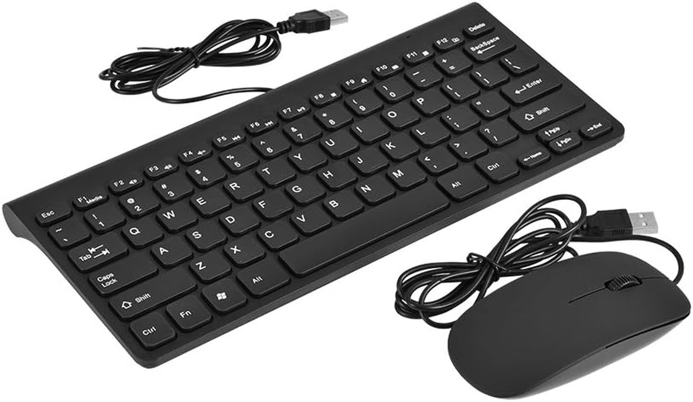 Usb Wired Keyboard Mouse Kit, Mini Ergonomic Keyboard and Mouse Set - Black/White, Ultra-Thin Design, Suitable for Office Work and Entertainment Life(Black) image number 3