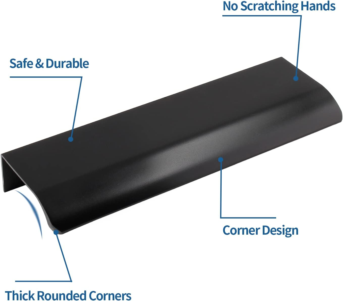 Auvotuis 10Pcs Modern Finger Edge Pulls, 120Mm/ 4.72Inch Aluminum Hidden Tab Pull Handles Black Concealed Finger Drawer Handles for Cabinet, Kitchen, Closet, Wardrobe, Door image number 2