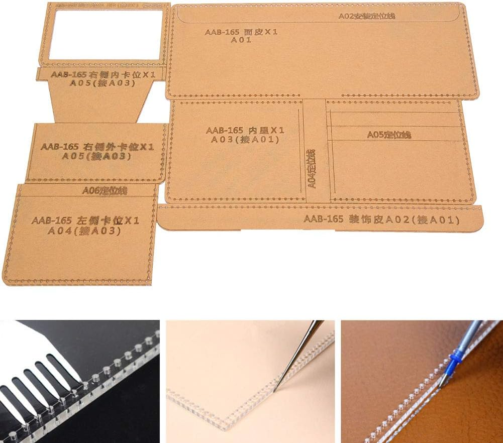 Lightweight Acrylic Wallet Template Stencil for DIY Leather Crafts. 1:1 Ratio. Weather Resistant. High Transparency. Suitable for Various Wallet Making Projects