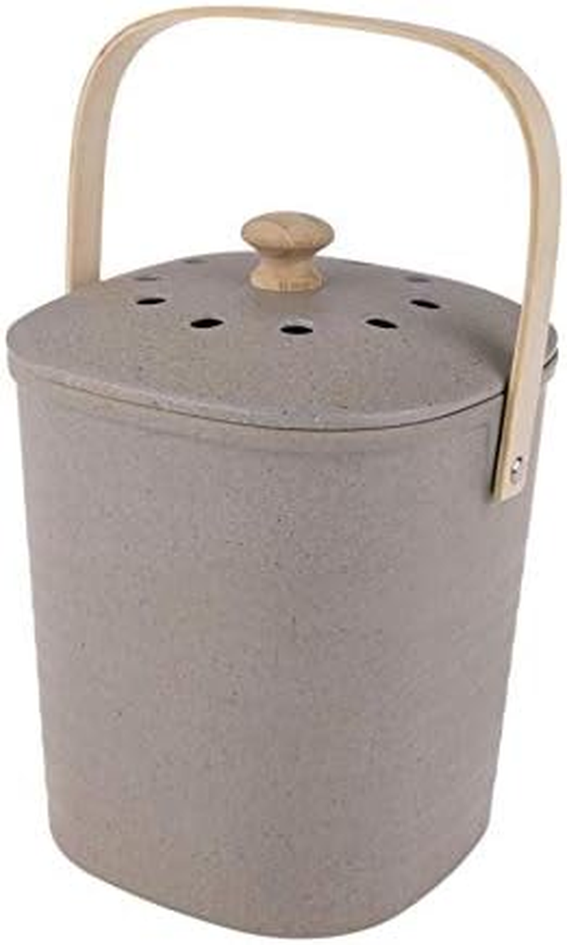 Appetito Square Bamboo Fibre Compost Bin 3.8L - Grey