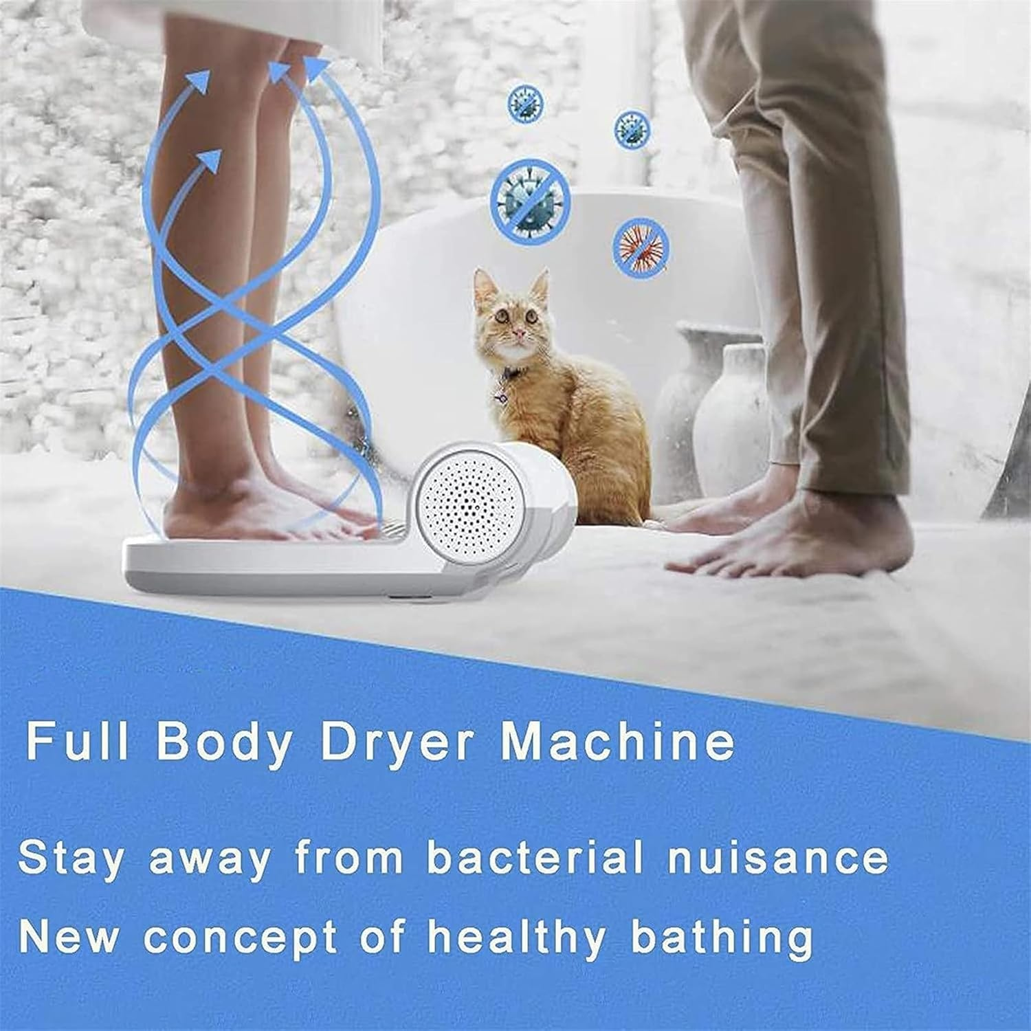 1350W Body Hair Dryer, Waterproof Negative Ions Body Heater with Feet Touch Panel/Quick Air Drying/Warm Air Wind/Cool Wind, Portable Standing Body Heater Blow Dryer, for Women/Mom/Girls image number 2