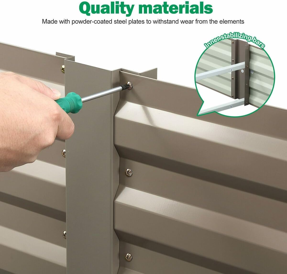 Raised Garden Bed Indoor Outdoor Planter Box Flower Herb Vegetable Green Fruit Holder Container for Yard Balcony Window Patio Steel 240X60X30Cm image number 6