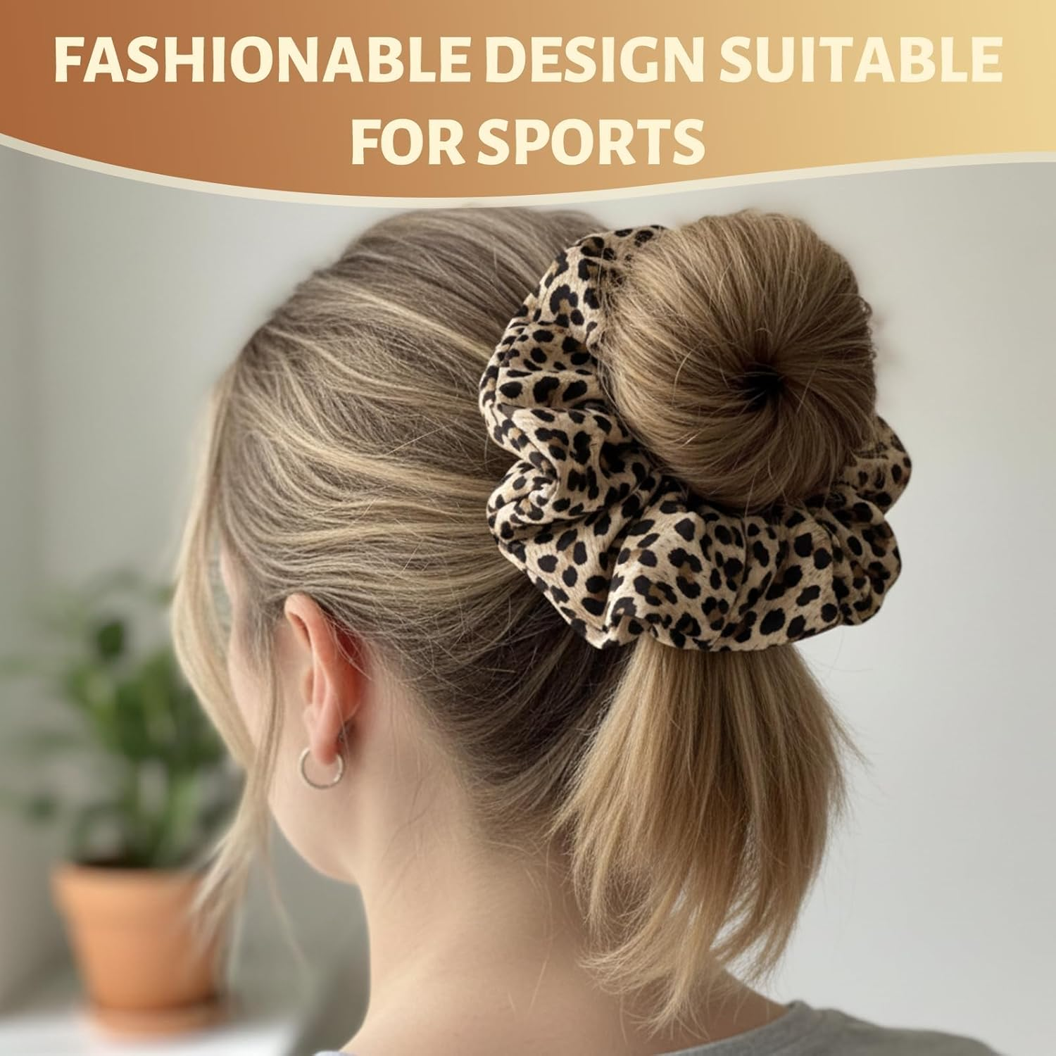 2 X Scrunchies Leopard Print Soft and Elastic Hair Bobbles for Women, Leo Hair Scrunchies Set with Dark and Light Colours, 4 X 4 X 2 Cm image number 1