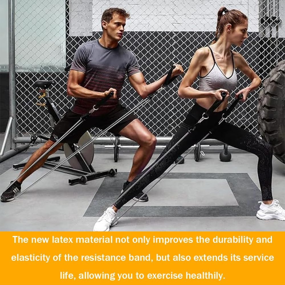 Resistance Band Set, Portable Rubber Pull Rope with Handle, Chest Muscle Training Fitness Exercise Resistance Band, Fitness Equipment Set for Muscle Training, Resistance Training, Physical Therapy. image number 4