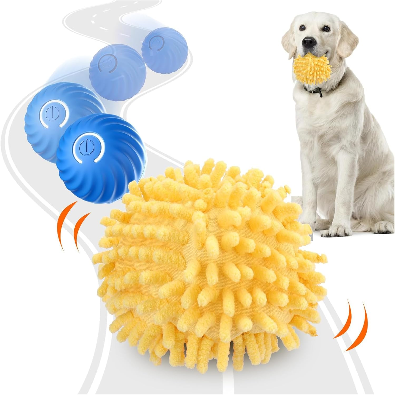 Interactive Dog Toys, Electric Dog Ball Toy with Cover, Automatic Dog Toys to Keep Them Busy, Moving Dog Enrichment Toys for Small/Medium/Large Dogs (Large Orange)