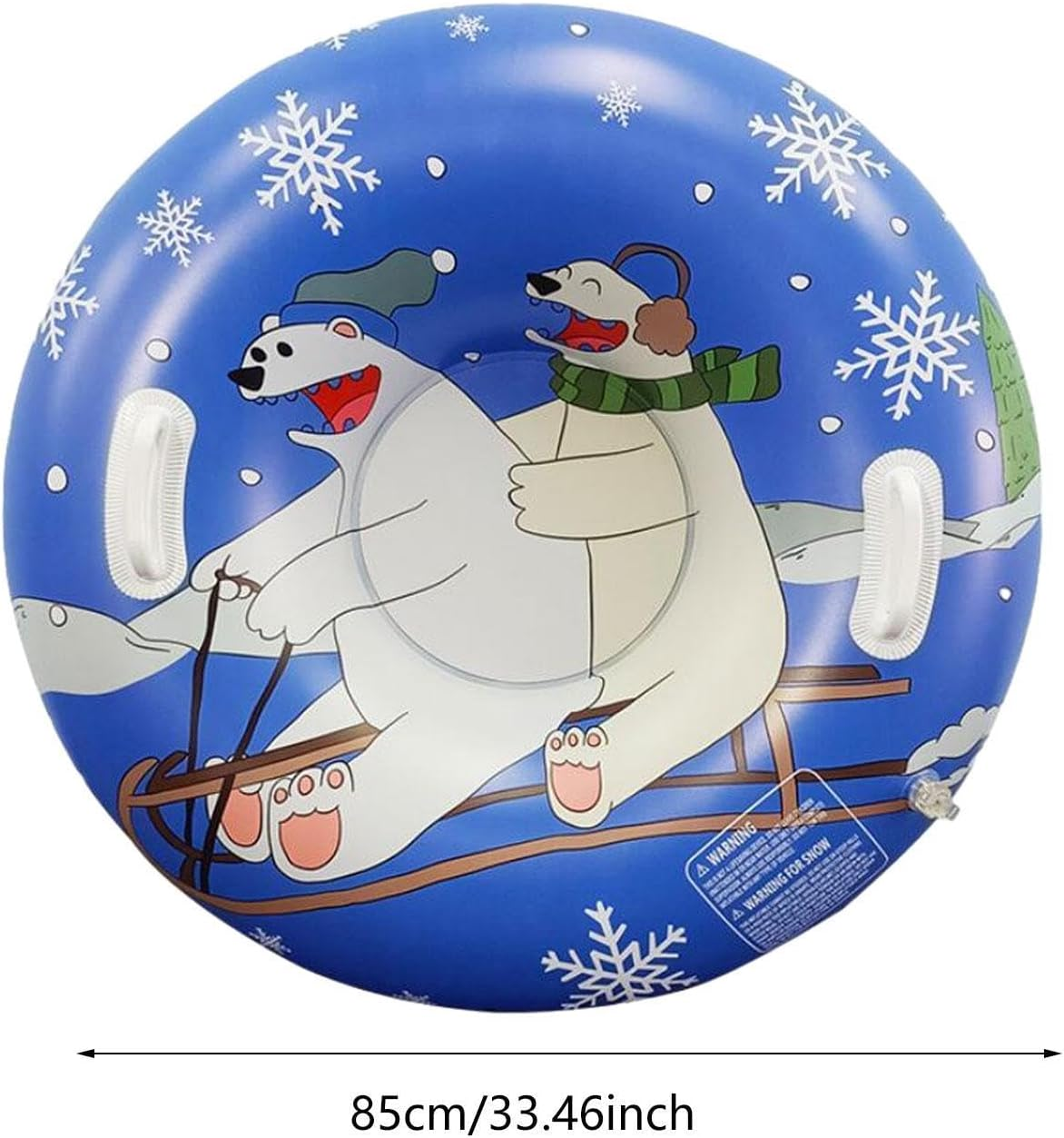 Tadill Inflatable Snow Tube Winter Toboggan Toy PVC Ski Tube Accessory 85Cm Diameter Inflatable Sled with Handles for Tobogganing Birthday image number 4
