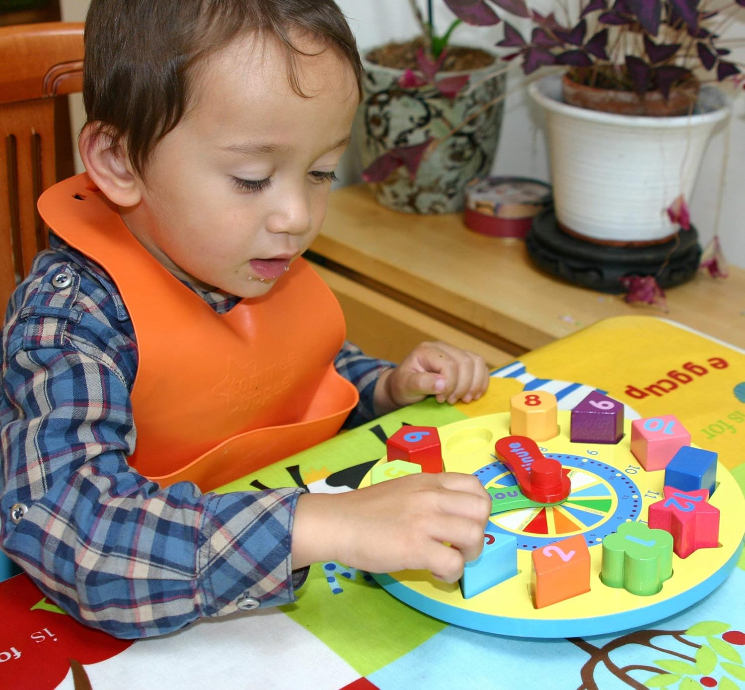 TOWO Wooden Shape Sorting Clock-Learning to Tell the Time - Wooden Teaching Clock with Numbers and Shapes Sorting Puzzle &ndash; Educational Toys for 3 Years Old image number 1