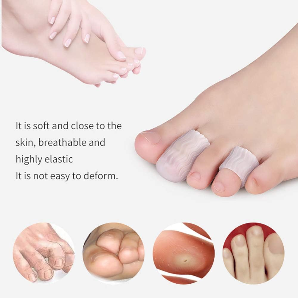 5 Pair Toe Protector Gel Cover Cap Pain Relief Preventing Blisters Corns Nail Tools Foot Care Toe Separators (Translucent) - Beige image number 3