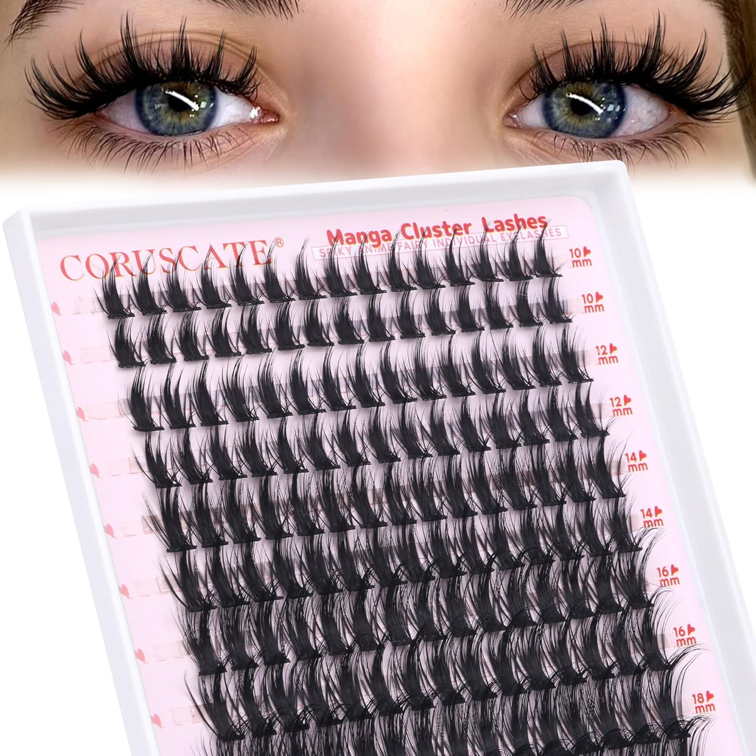 CORUSCATE Manga Cluster Lashes Fairy Wispy Individual Eyelashes Anime Lashes Individual Cluster Natural Lash Clusters Asian Style Manhua Eyelash Clusters 10-18 MM DIY Wet Look Lash Extension image number 2