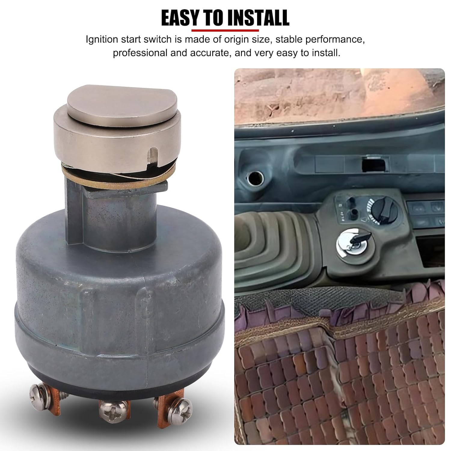 EVTSCAN Excavator Ignition Starter Switch, with 2 Keys, 6-Pin Connectors, for EX200 EX200-1 Crawler Excavator