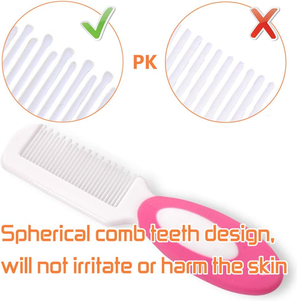 Baby Hair Brush and Comb Set for Newborns & Toddlers | Natural Soft Goat Bristles | Ideal for Cradle Cap | Perfect Baby Registry Gift (Red) - Green image number 5