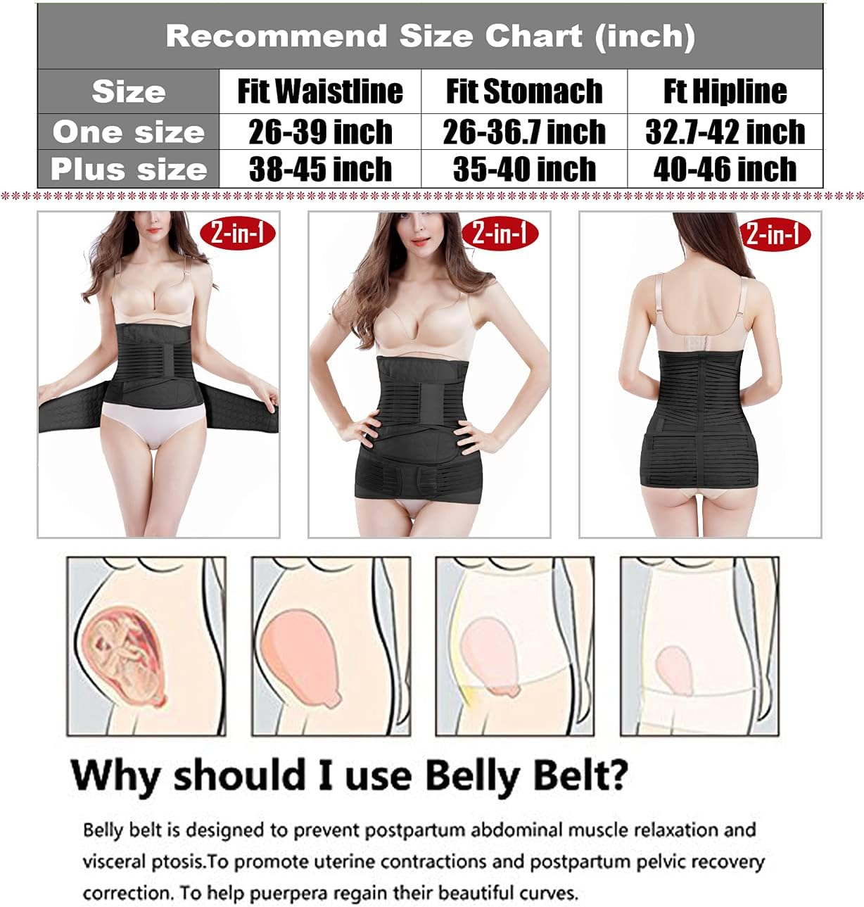 Chongerfei Postpartum Support Recovery Belly Wrap Waist/Pelvis Belt Body Shaper Postnatal Shapewear image number 6