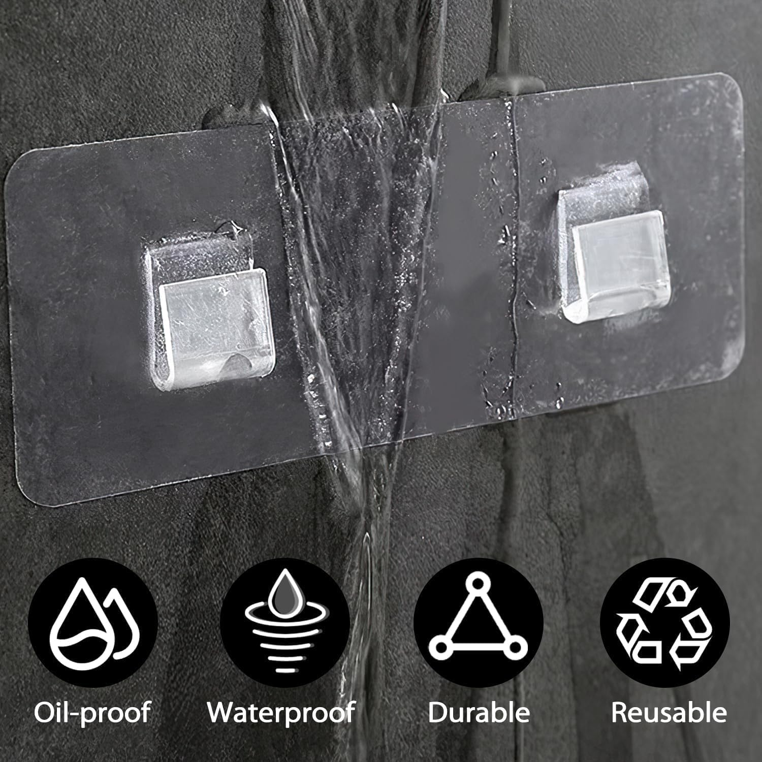 Yharnamite 8 Pcs Shower Caddy Strong Adhesive Hook Stickers, Bathroom Hooks, Shower Caddy Adhesive Hook No Drilling Strong Sticker Wall Hooks for Bathroom, Kitchen image number 3