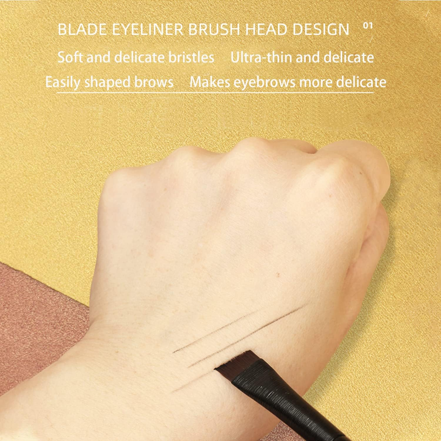 Ksvsonrvi Blade Eyeliner Brush + Eyebrow Brush Set, 2 Pack Fine Angled Eyebrow Tinting Brushes Ultra Thin Flat Eyeliner Makeup Brush Cosmetic Tool image number 2