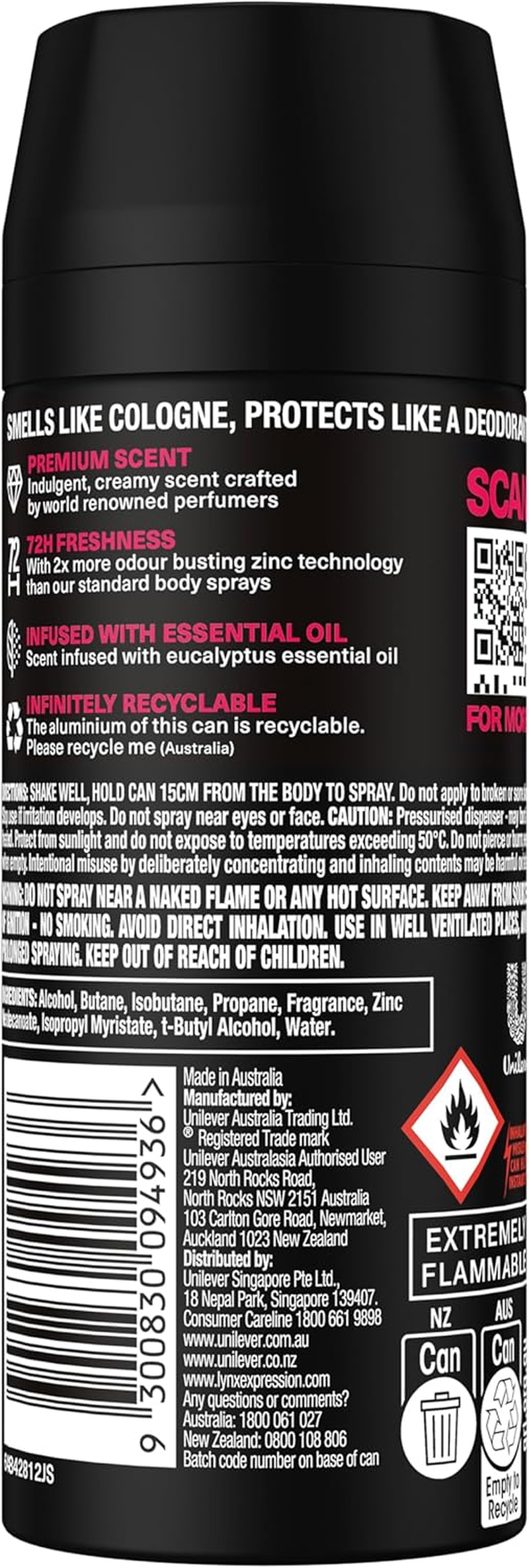 LYNX Fine Fragrance Collection Cherry Spritz 72H Premium Body Spray 150 Ml