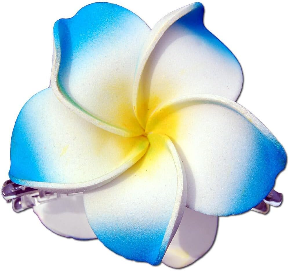 SEESTERN Bali Hawaii Hair Clip 2 Frangipani Flowers Made of Foam Rubber Hair Clip FBA_1301 Blue