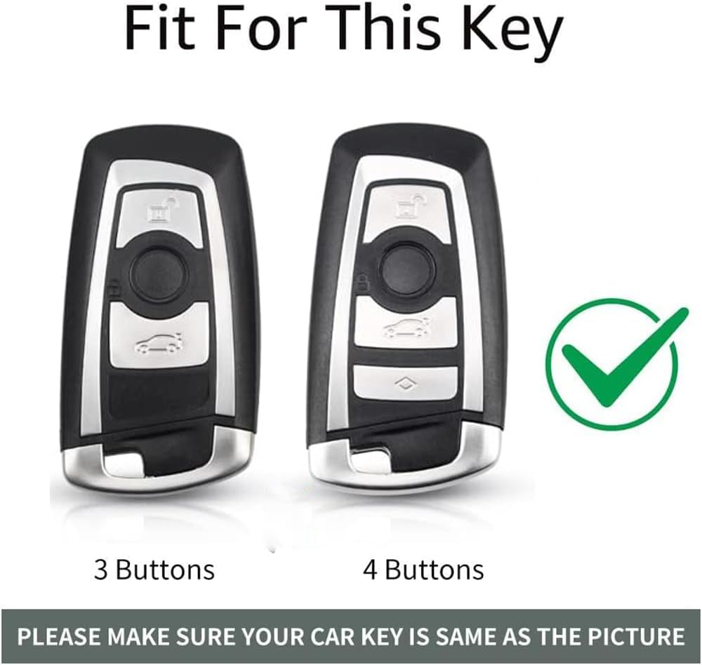 Ontto Metal Leather Key Fob Cover Fit for BMW F20 F30 G20 F31 F34 F10 G30 F11 X3 F25 X4 I3 M3 M4 1 2 3 4 5 6 7 Series Smart Key Shell Case Keyring Key Holder Keychain Accessories