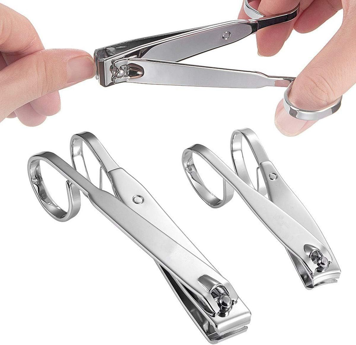 KRISMYA Nail Clippers,Ez Grip Nail Clipper Set,Carbon Steel Fingernail and Toenail Clippers for Seniors Long Handle with Metal Case for Women and Man - Set of 2 (Small and Large) image number 4