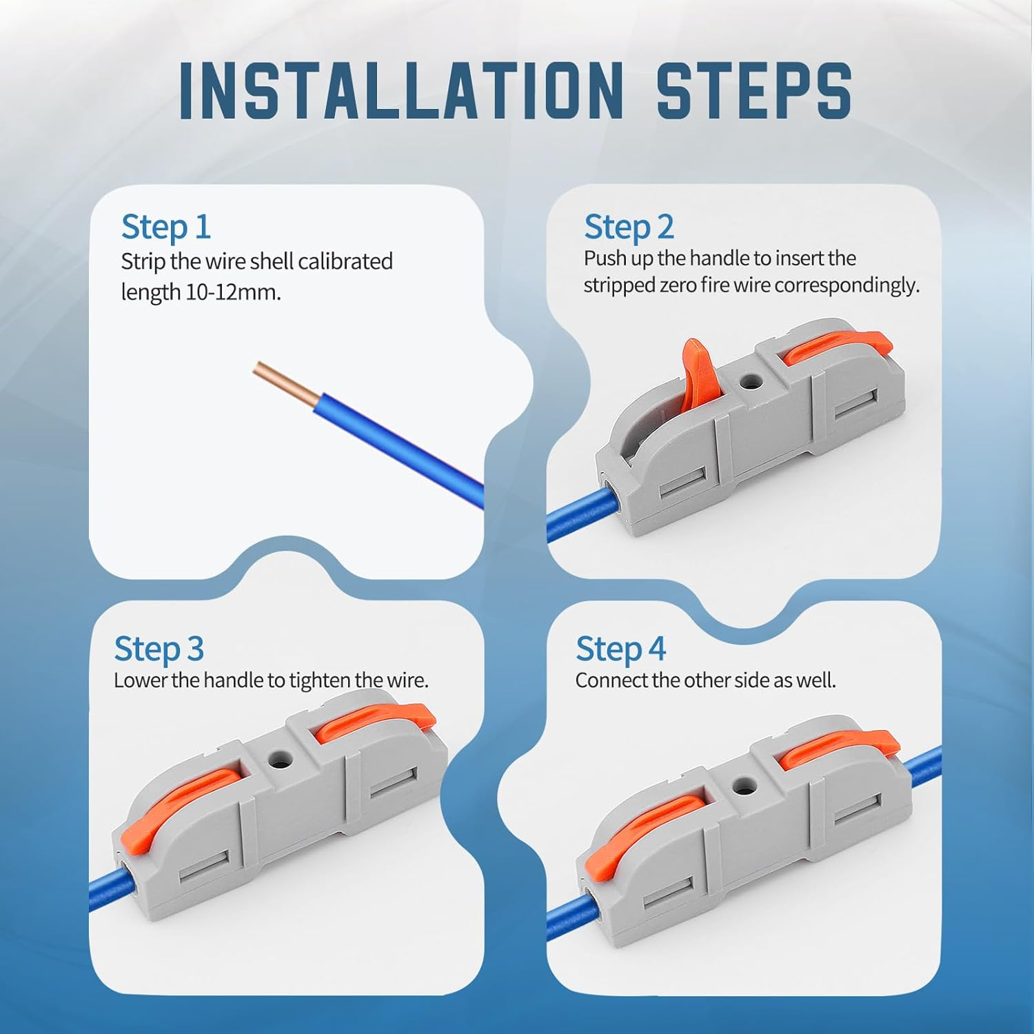 80 PCS Quick-Connect Terminals, Wire Splitters, Connectors, Butt Splices with 1 Input and 1 Output, Electrical Wire Connectors, Easy to Assemble and Disassemble image number 2