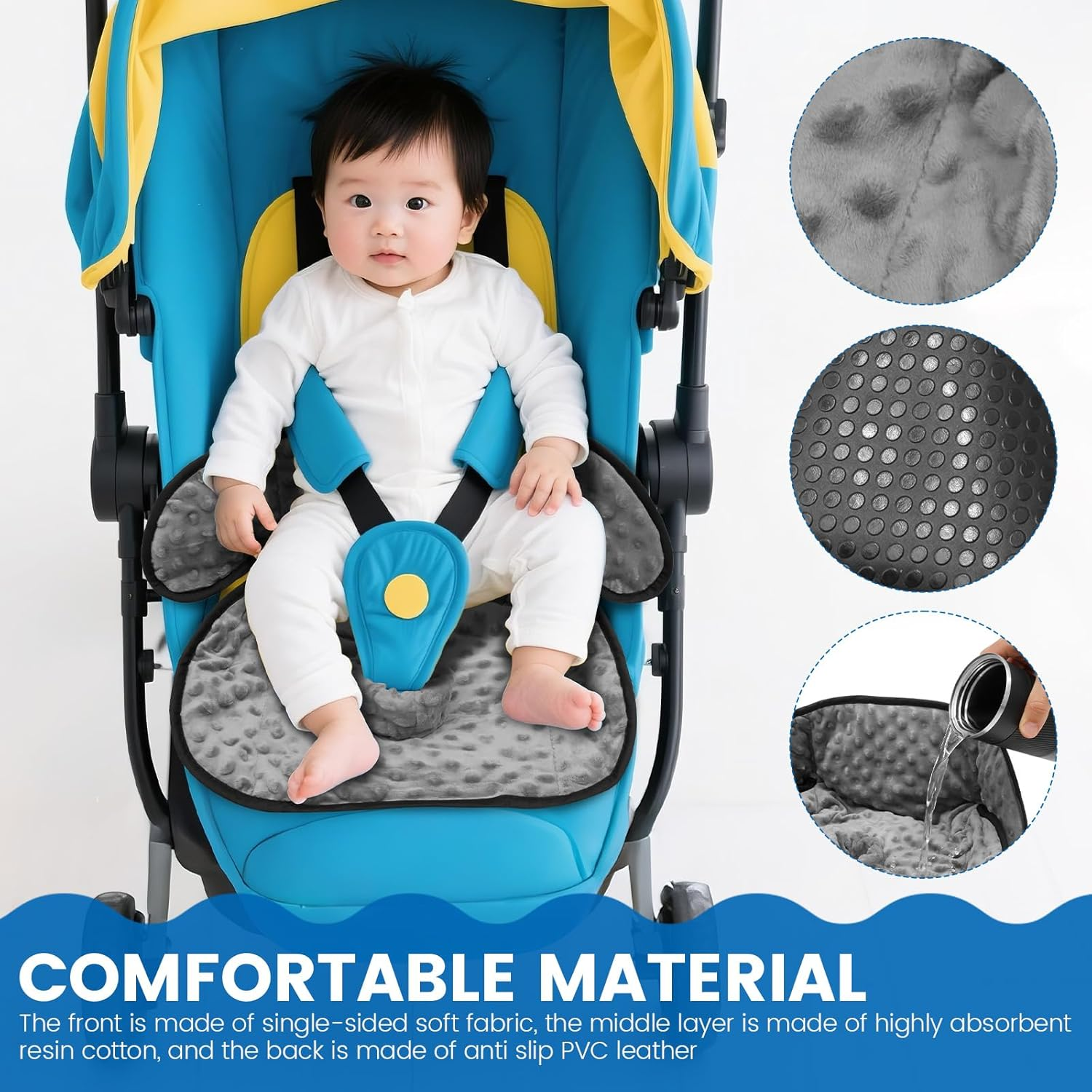 Car Seat Piddle Pad, Machine Washable Universal Stroller Potty Training Protector, Reusable Piddle Pads Cover, with anti Slip Backing, Kids Dry Seat Pad, for Baby Stroller Car Safety Seat image number 1