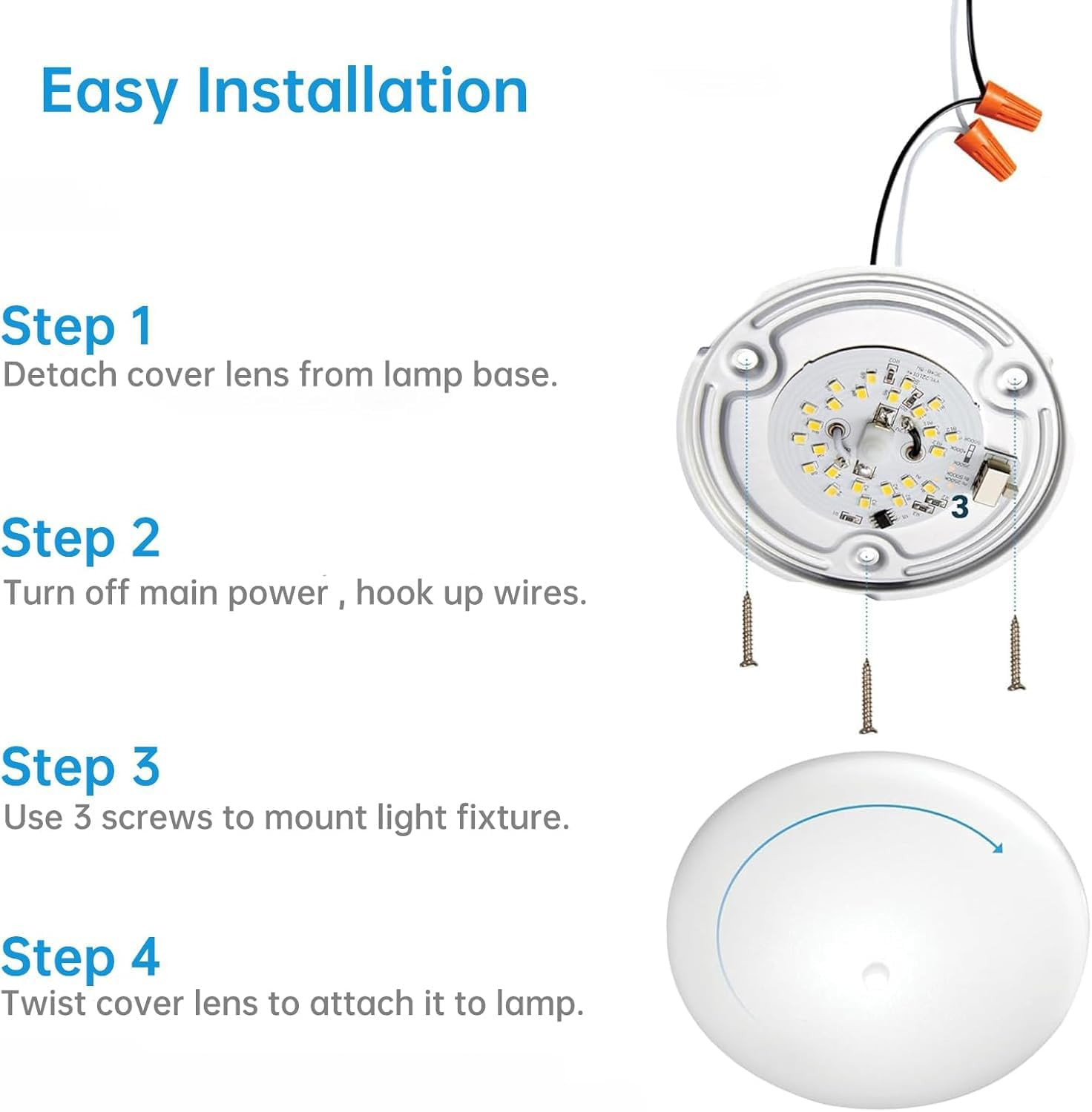 5CCT LED RV Dome Ceiling Lights, On/Off Switch, DC 12V Surface Mount Interior Puck Light for Slim Motorhome, Trailer, Boat, Camper Lighting, 5W, 2700K/3000K/3500K/4000K/5000K, 4.5 Inch, 6 Pack image number 1