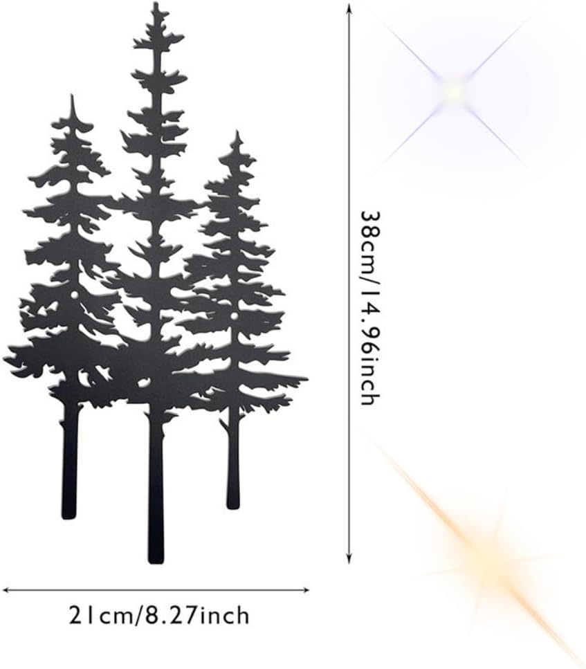 Metal Tree Wall Decor, Cabin Decor, Tree Decor, Rustic Wall Decor for Home Office Farmhouse Indoors and Outdoors Black(Large - 14.96"X8.27") image number 4